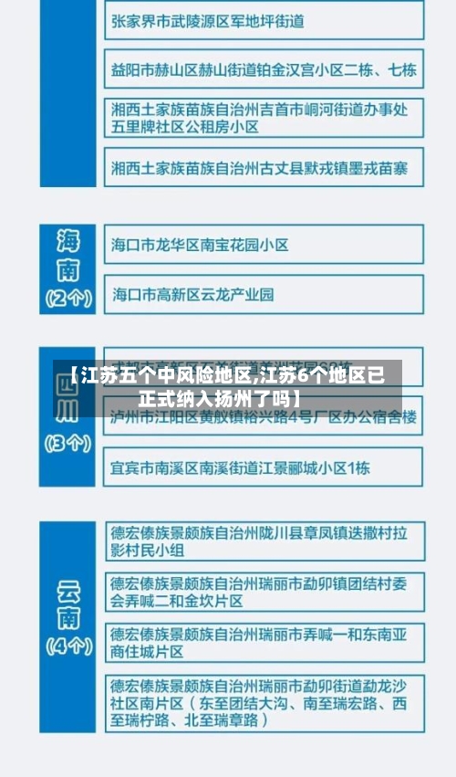 【江苏五个中风险地区,江苏6个地区已正式纳入扬州了吗】-第1张图片