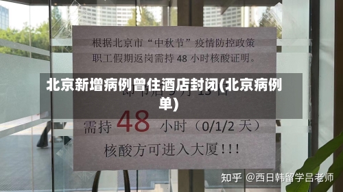 北京新增病例曾住酒店封闭(北京病例单)-第1张图片