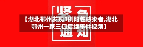【湖北鄂州发现1例阳性感染者,湖北鄂州一家三口后续事件视频】-第1张图片