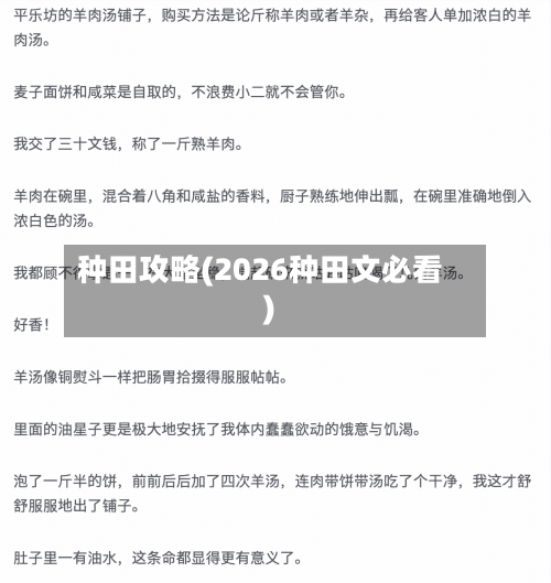 种田攻略(2026种田文必看)-第1张图片