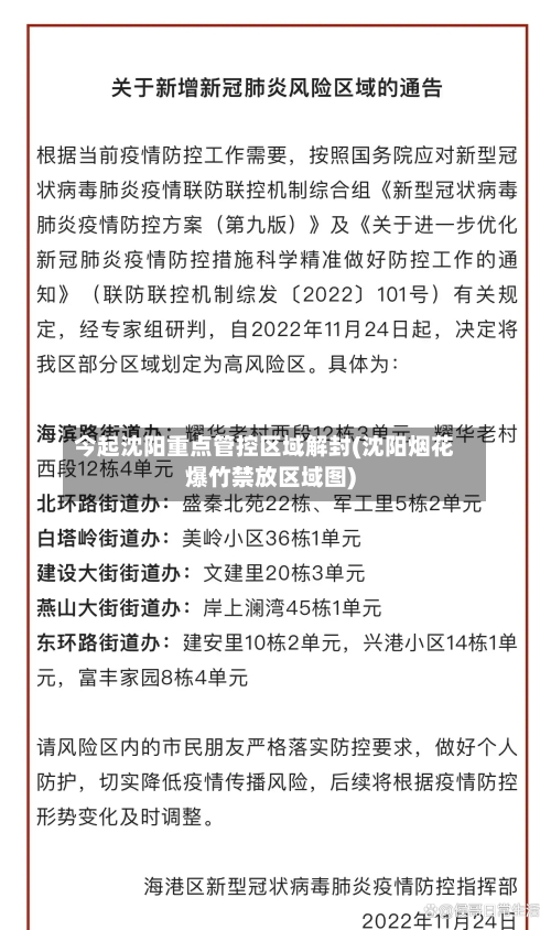 今起沈阳重点管控区域解封(沈阳烟花爆竹禁放区域图)