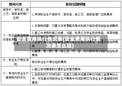 安全费用执行情况表(安全费用执行情况表怎么填)-第1张图片