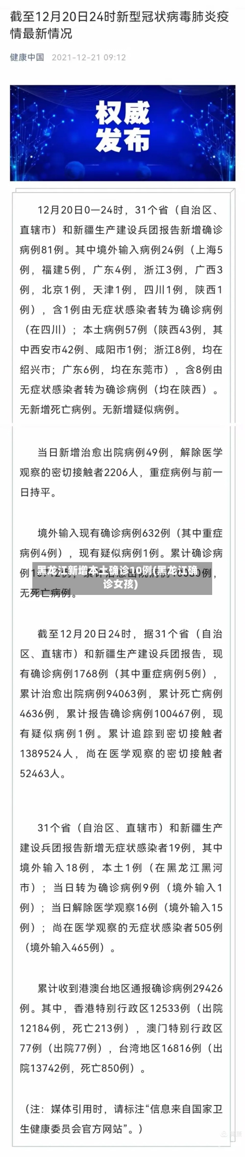 黑龙江新增本土确诊10例(黑龙江确诊女孩)-第1张图片