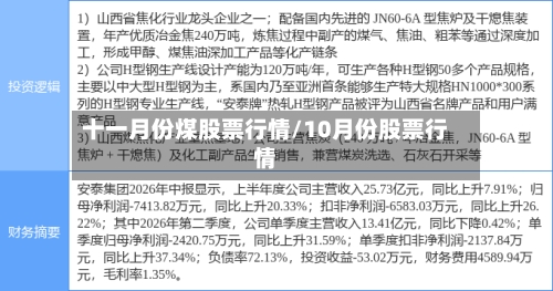 十一月份煤股票行情/10月份股票行情-第1张图片