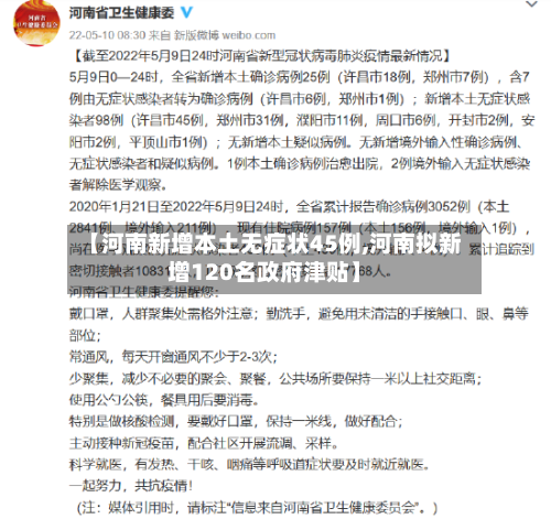 【河南新增本土无症状45例,河南拟新增120名政府津贴】-第3张图片
