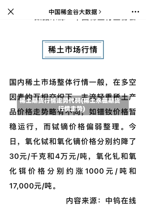 稀土期货行情走势代码(稀土永磁期货行情走势)-第1张图片