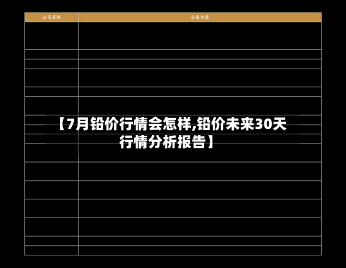 【7月铅价行情会怎样,铅价未来30天行情分析报告】-第1张图片