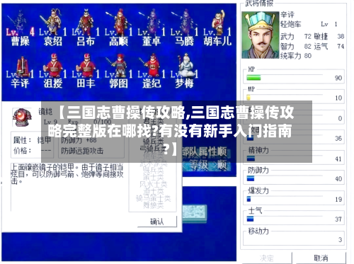 【三国志曹操传攻略,三国志曹操传攻略完整版在哪找?有没有新手入门指南?】-第2张图片