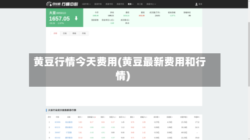 黄豆行情今天费用(黄豆最新费用和行情)-第1张图片
