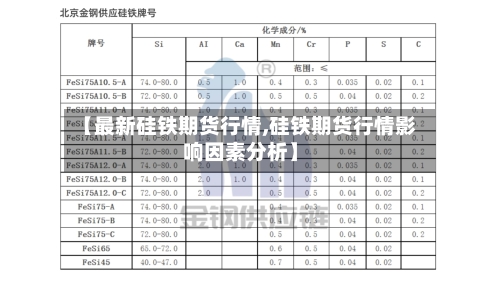【最新硅铁期货行情,硅铁期货行情影响因素分析】