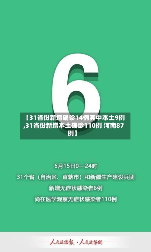 【31省份新增确诊14例其中本土9例,31省份新增本土确诊110例 河南87例】