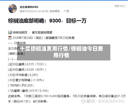 十度棕榈油费用行情/棕榈油今日费用行情