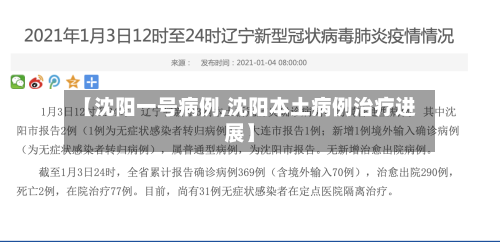 【沈阳一号病例,沈阳本土病例治疗进展】-第2张图片