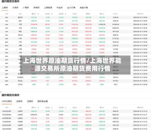 上海世界原油期货行情/上海世界能源交易所原油期货费用行情-第1张图片