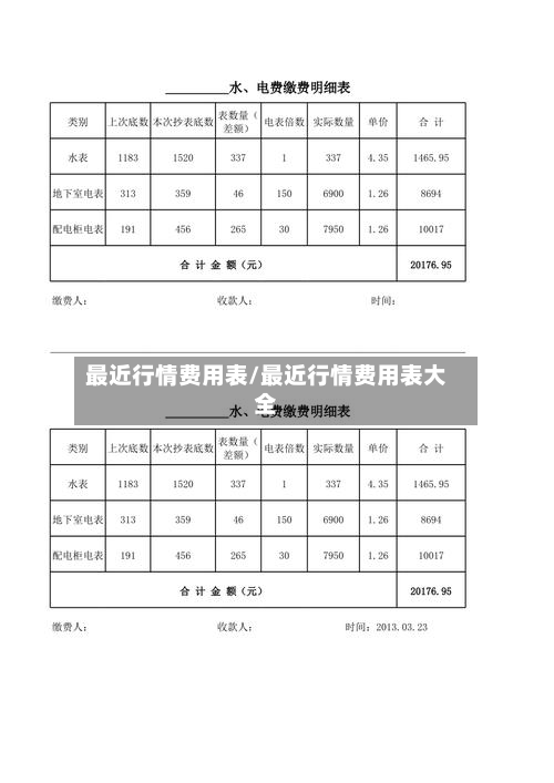 最近行情费用表/最近行情费用表大全-第2张图片